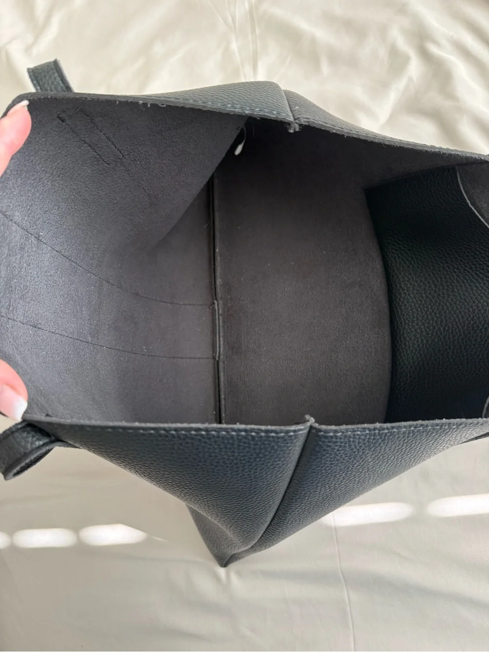 Vince Camuto Black Tote with Gray Center Stripe - Laptop Bag
